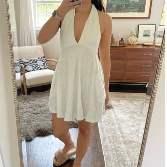Free People Beach Dress Women's Small Petite White Lucy Halter Mini Summer‎ - Picture 14 of 14